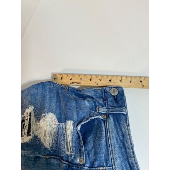 American Eagle MIDI Next Level Stretch Destressed Denim Shorts Women’s Size 4 - Picture 8 of 9